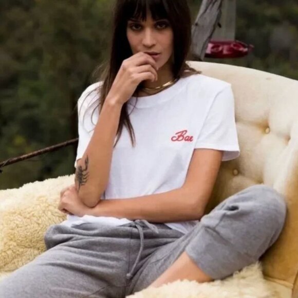 NWT Sub_Urban Rio Bae Short Sleeve Tee White Red T-Shirt Size Medium Top Boho M - Picture 1 of 12